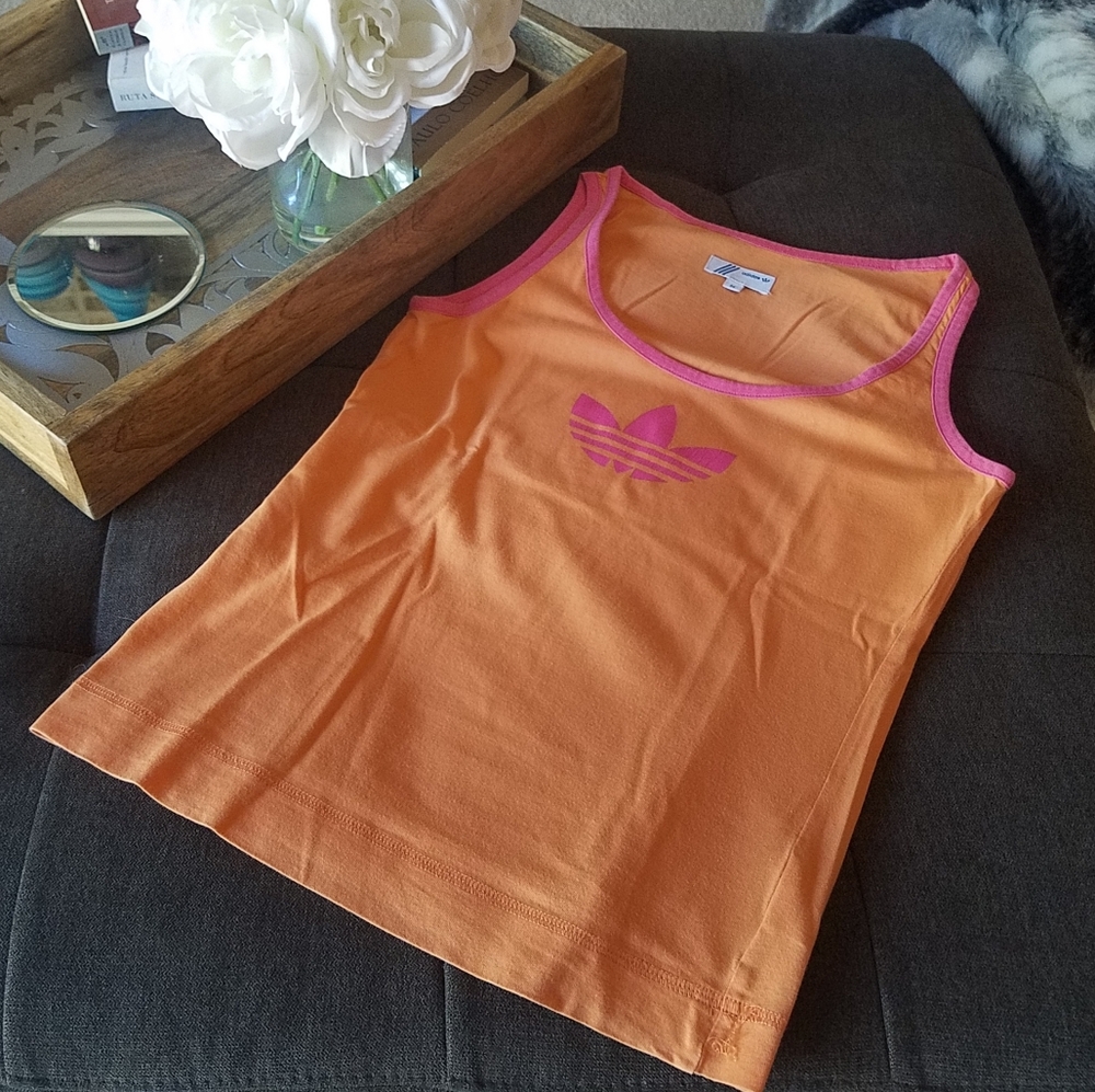 Adidas Orange & Pink Logo Tank Top